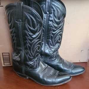 Black Leather Cowboy Boots